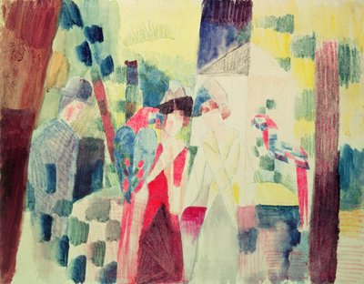 Deux femmes et un homme avec des perroquets, 20e siècle - August Macke
